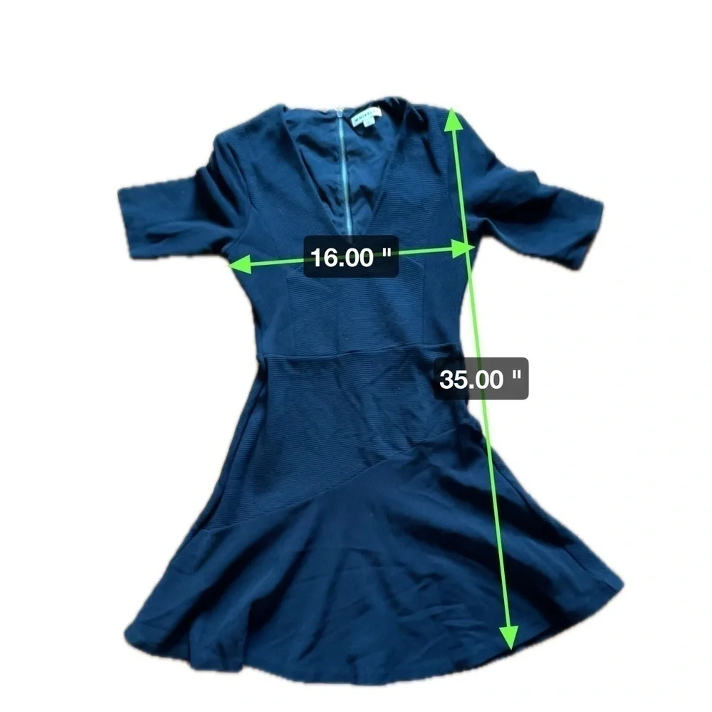 Whistles | Fit & Flare V-Neck Ribbed Cotton Dress‎ Exposed Zipper 90s Y2K Size 6
